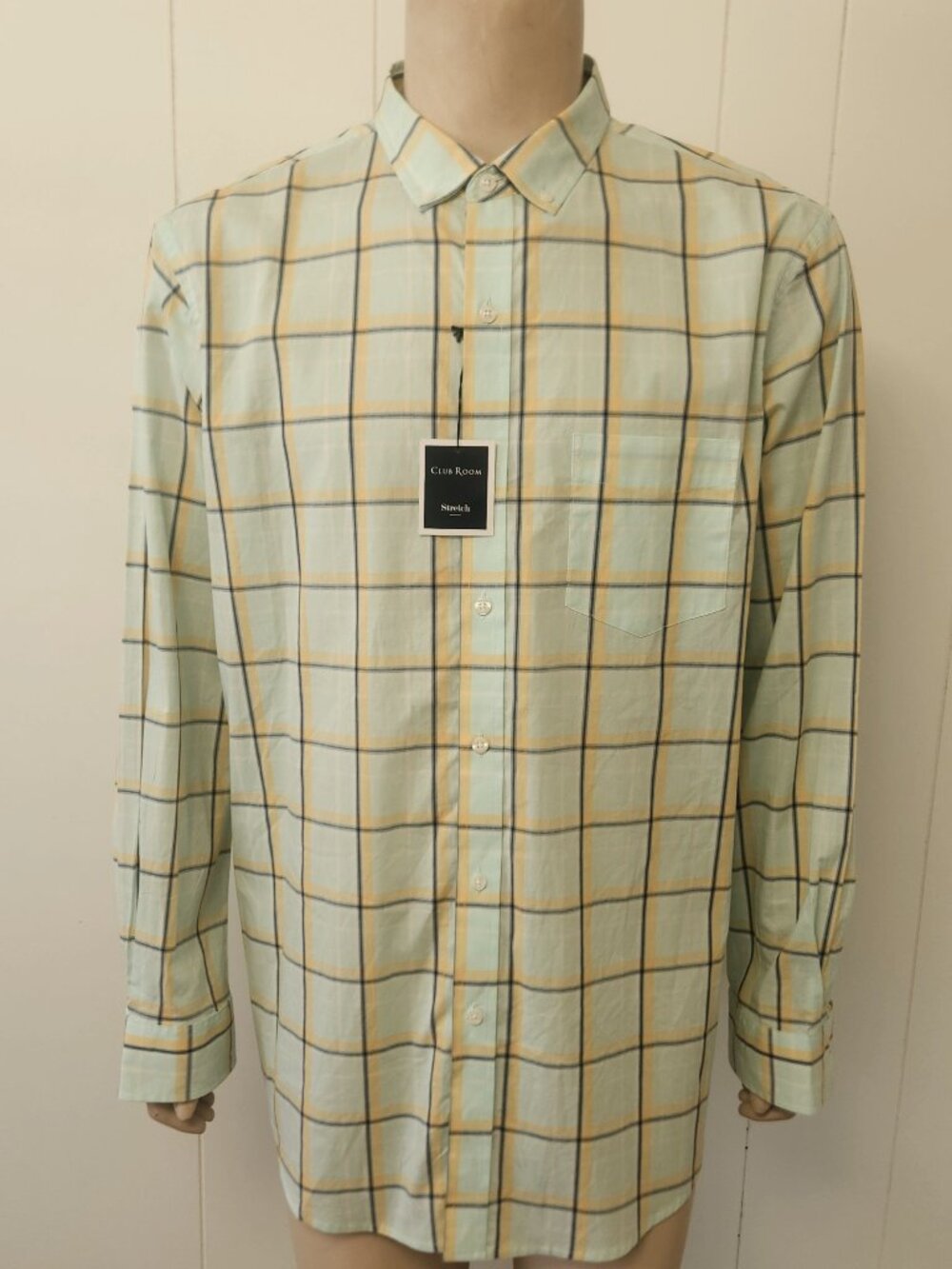 men's plaid shirt XL blue yellow Club Room NWT